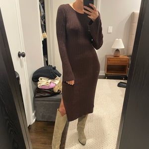& Other Stories Brown Midi Knit Dress